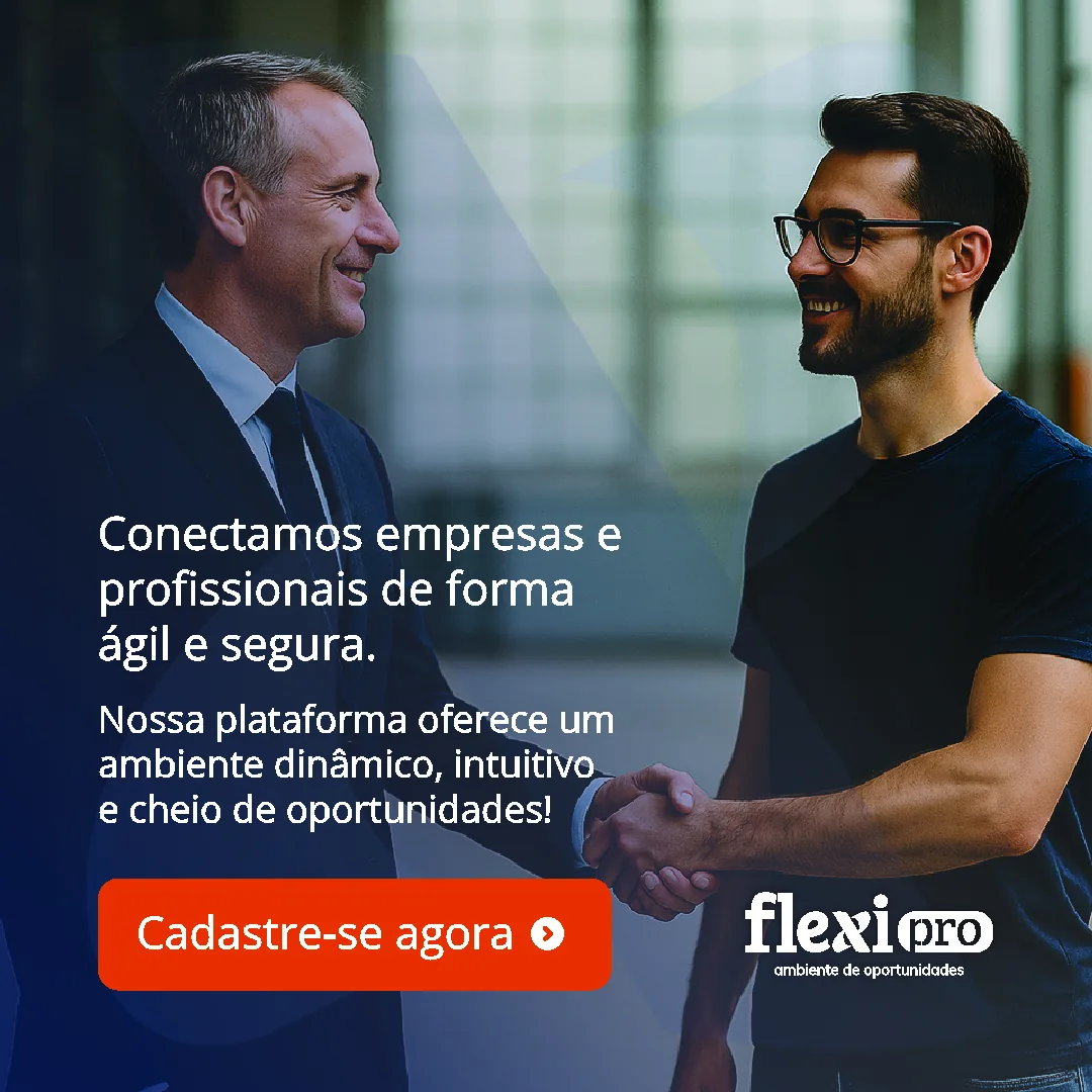 Peça para redes sociais da FlexiPro destacando a conexão entre empresas e profissionais.