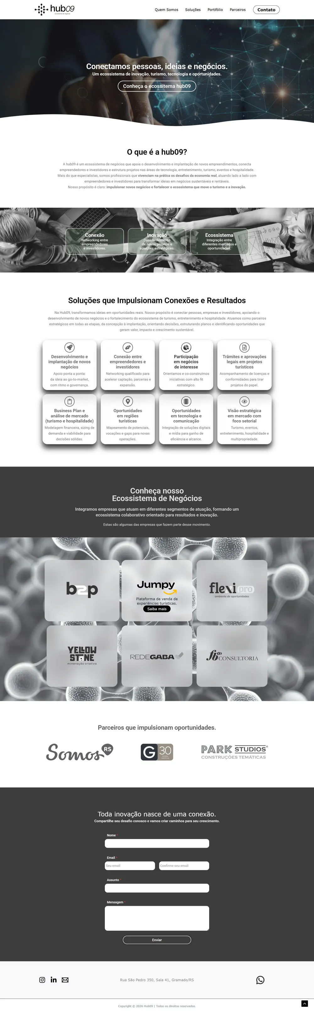 Captura completa do website histórico da Hub09 desenvolvido pela Doka35.