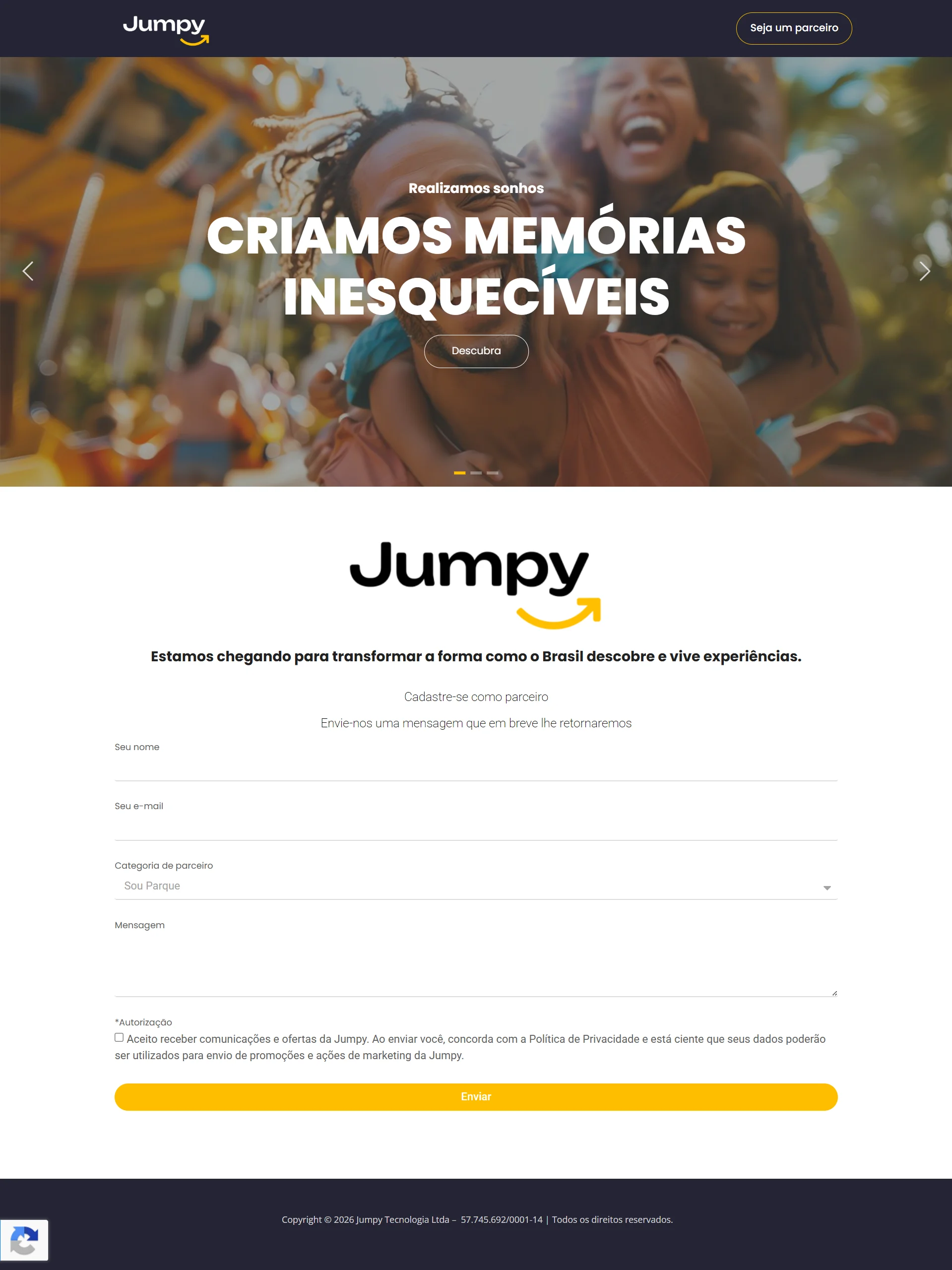 Página completa do website Jumpy desenvolvido pela Doka35.